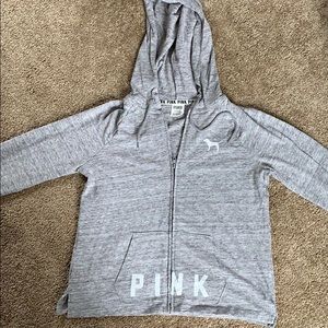 Grey pink zip up hoodie